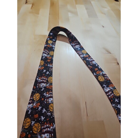 Vintage 90s Halloween Neck Tie Ghosts Jack O Lanterns Haunted Castles - Picture 5 of 10